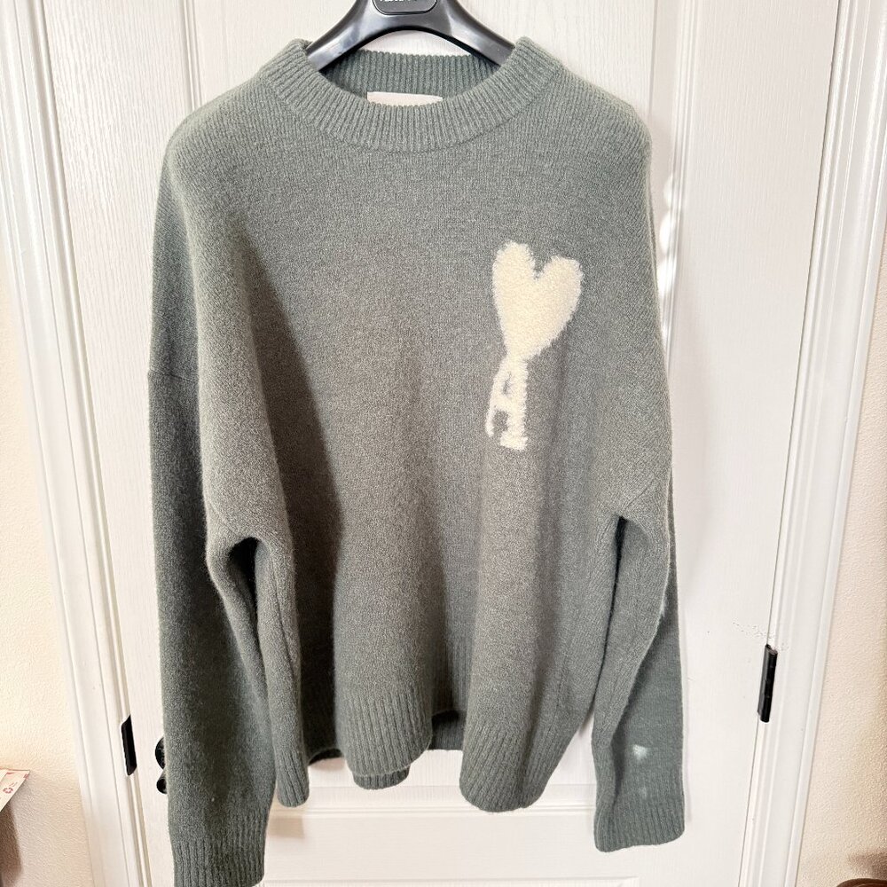 $1395 Authentic AMI Alexandre Mattiussi Men's Gray Alpaca Sweaters Sz.XL